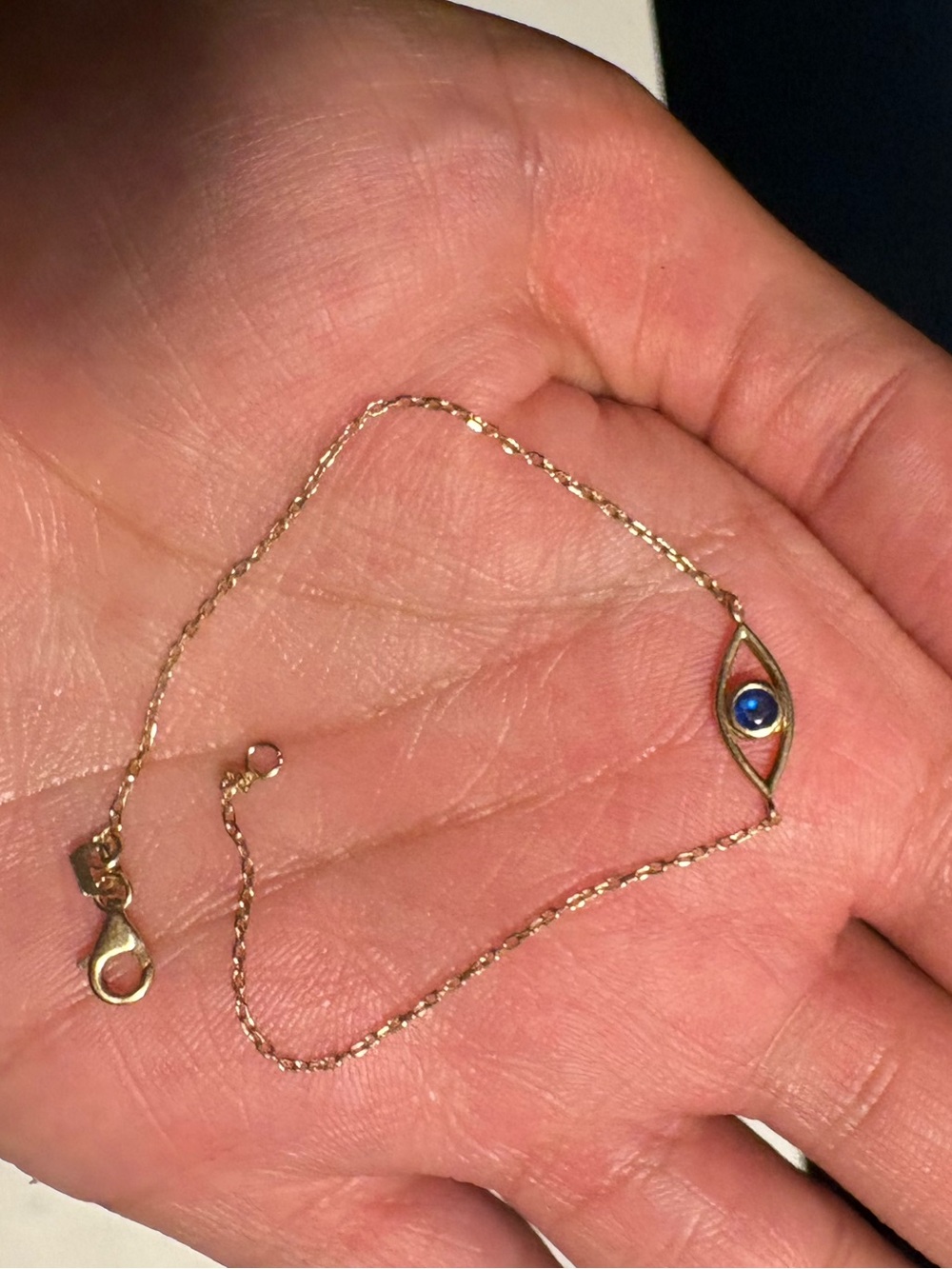 14k gold Blue sapphire evil eye bracelet